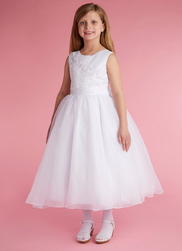 knee length first holy communion dresses Modest Off-the-Shoulder 3/4 Sleeves Lace First Communion Flower Girl Gown 5773 10 / Ivory