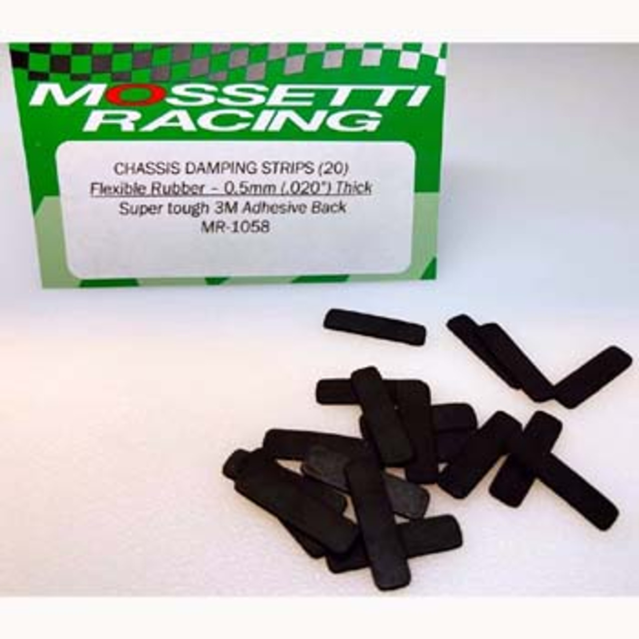 MOSSETTI CHASSIS DAMPING RUBBER STRIPS (20) WITH "3M" ADHESIVE BACKING TAPE MR1058