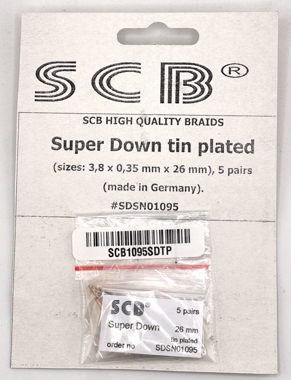 SCB Super Down Tin Plated Braid (3.8mm x .35mm x 26mm) 5Pr SCB1095SDTP