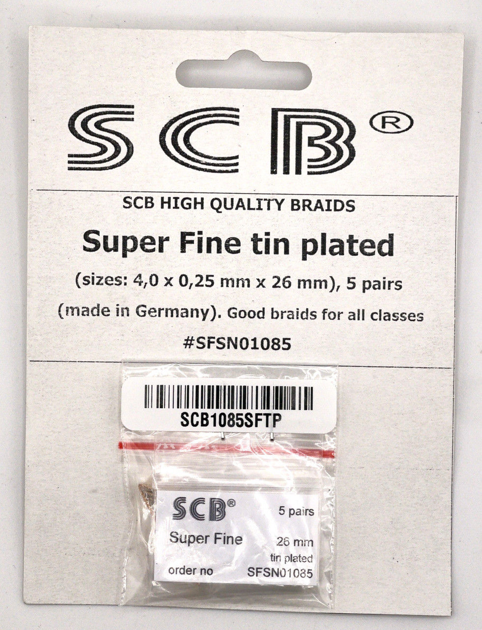 SCB Super Fine Tin Plated Braid (4.00mm x .25mm x 26mm) 5Pr SCB1085SFTP