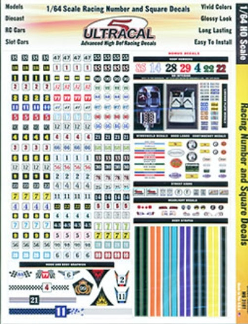 Ultracal H.O. Racing Number and Square Decals - MG-3101