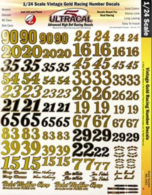 Ultracal 1/24 Vintage Racing Numbers Gold MG-3423