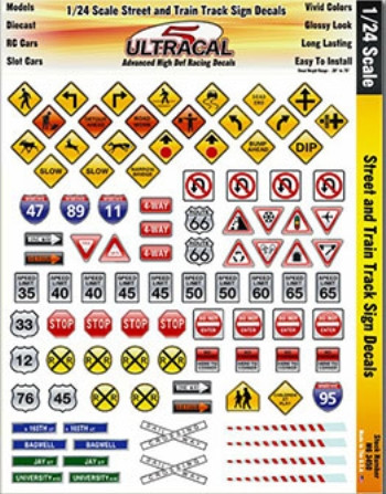 Ultracal 1/24 Street & Train Track Signs MG3450 - PCH Parts Express