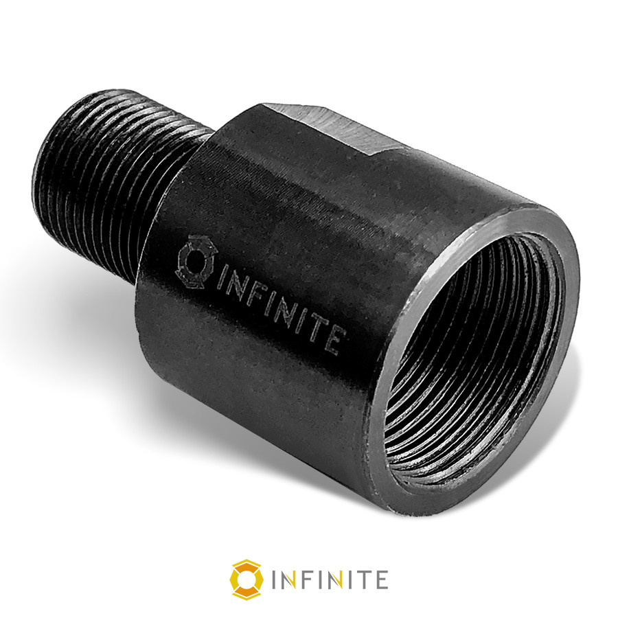 丸丸 M18 x 1 to 1/2-28 Thread Adapter - Black (Steel) - Infinite