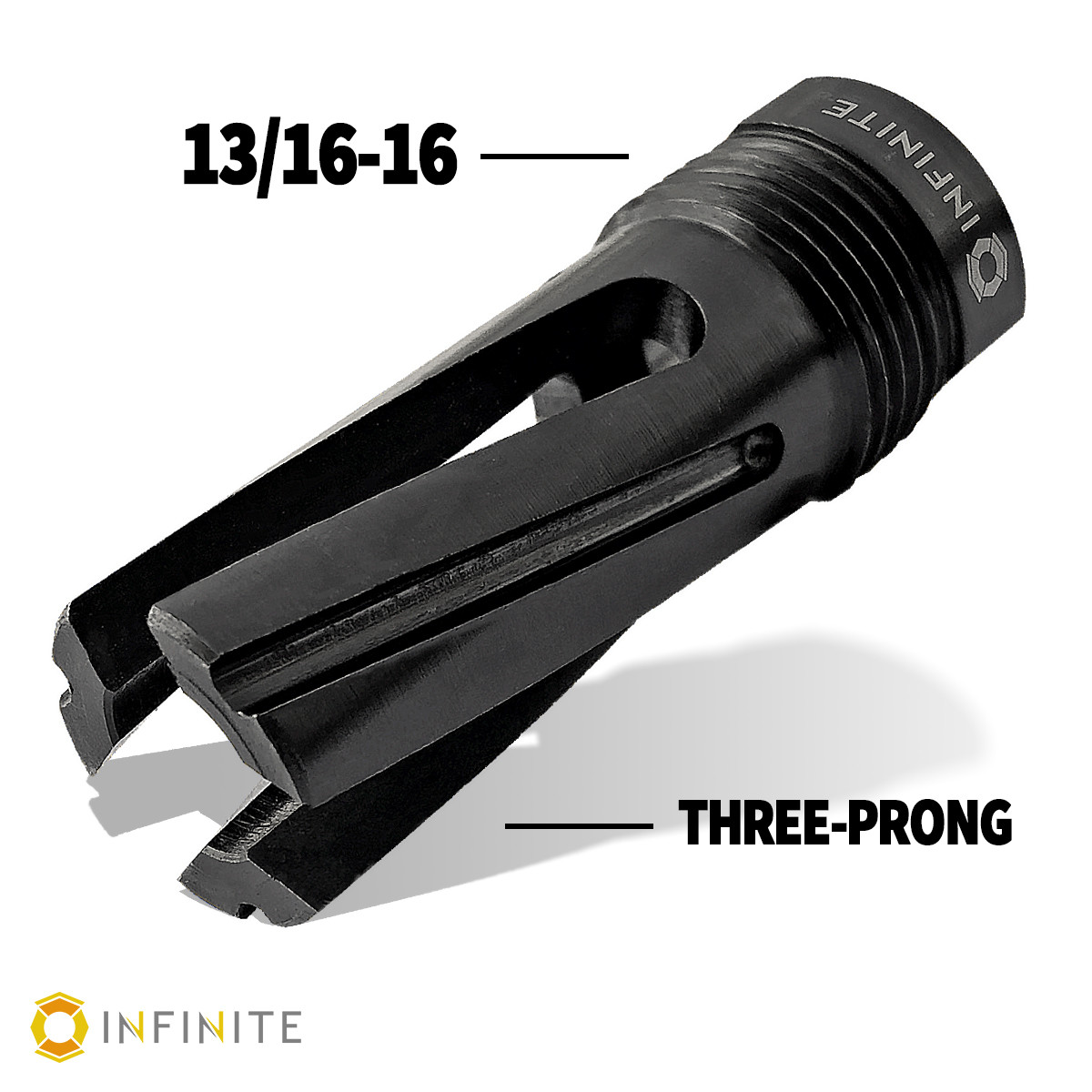 14mm x 1 LH to 13/16-16 Three-Prong Flash Hider - Infinite Product