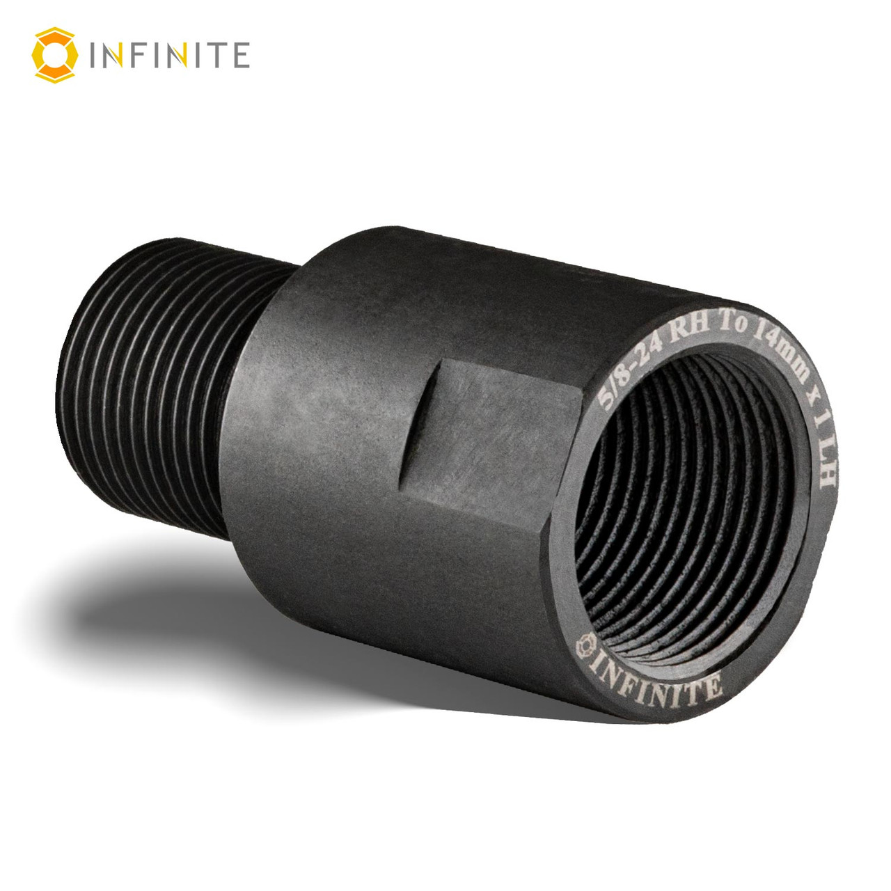 5/8-24 RH to 14mm x 1 LH Thread Adapter - Black Stainless Steel