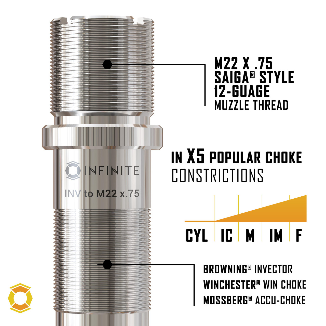 Browning® Invector to M22x.75 Saiga® Style Muzzle Choke Thread Adapter ...