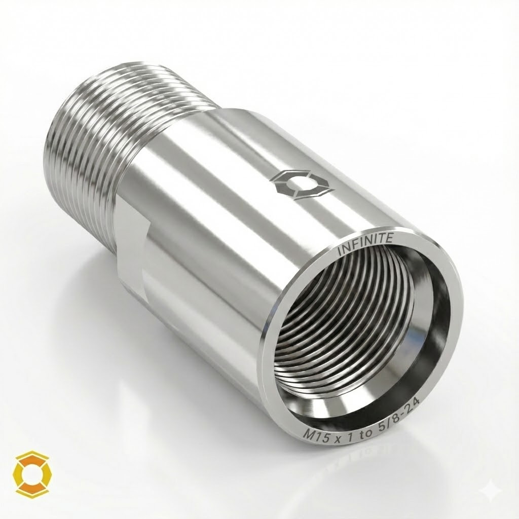 M15 x 1 to 5/8-24 Barrel Conversion Adapter - Polished Natural