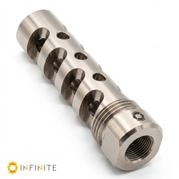 Infinite 4-Port QD Titanium Gen 2 Muzzle Brake Compensator - Natural Titanium (Silver)