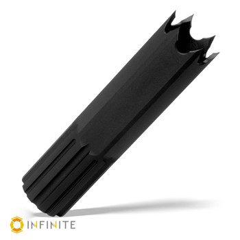 6 Inch QD Tactical Spiked Hex Sound Redirect w/ Straight Fluted Base - Smooth Matte, Black Anodized