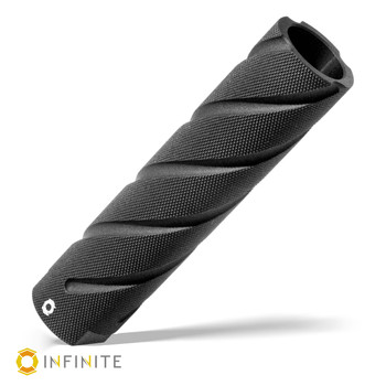 6 Inch QD Spiral Fluted Sound Redirect - Knurled Matte, Black Anodized