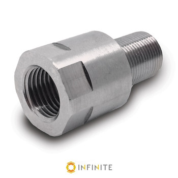 13mm x 1 LH to 1/2-28 RH Thread Adapter - Stainless Steel 