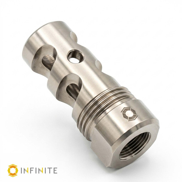 Infinite 2-Port QD Titanium Gen 2 Muzzle Brake Compensator - Natural Titanium (Silver)