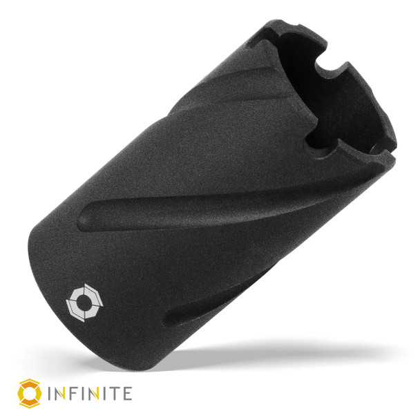 2 Inch QD Spiral Fluted Sound Redirect w/ Spanner Holes - Matte, Black Anodized