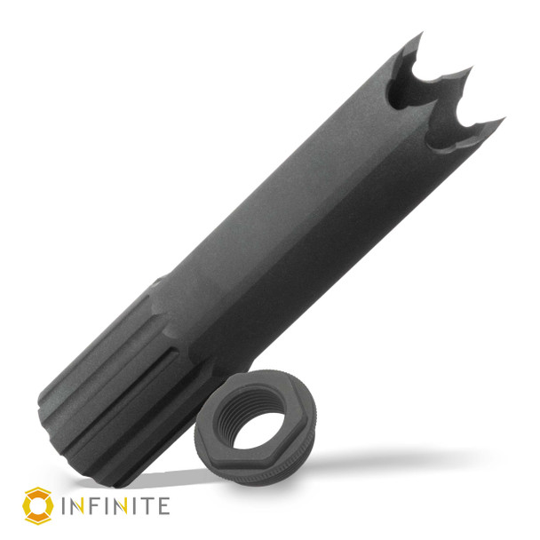 6 Inch QD Modular Tactical Spiked Redirect w/ Alpha Backplate - Matte Black, Anodized Aluminum