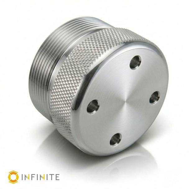 Legacy XL Closed Storage Cap - Glossy Silver Clear Anodized Aluminum
