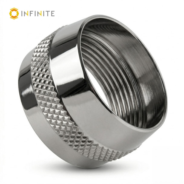 Plan B Compatible Thread Protector - Banded Diamond Knurled - 17-4PH SS H1150 - Natural (Silver) Gloss Polished