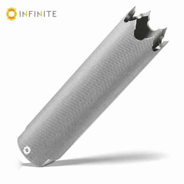 6 Inch QD Tactical Spiked Sound Redirect - Polished Silver Diamond Knurled
