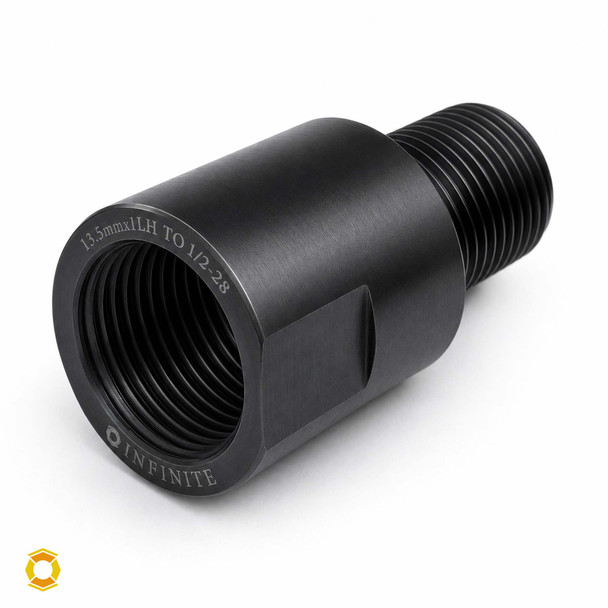 M13.5x1 LH to 1/2-28 - Barrel Conversion Adapter - Gen 1 - Smooth, Black Oxide Steel