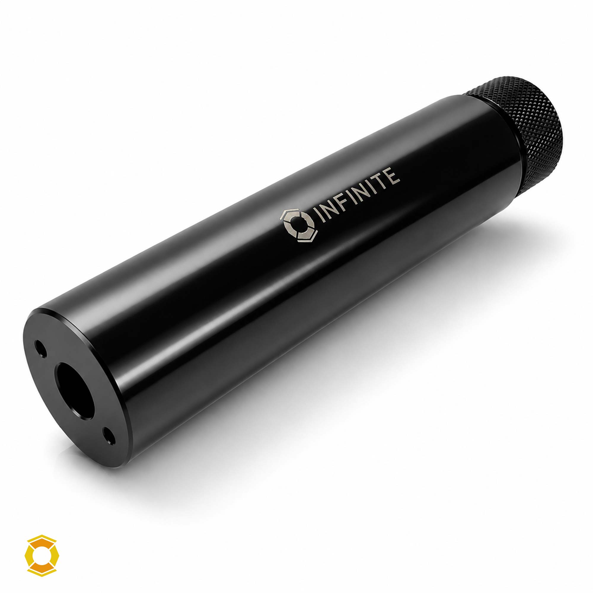 1/2-28 Fake Suppressor w/ Knurled End - Black Aluminum - Infinite