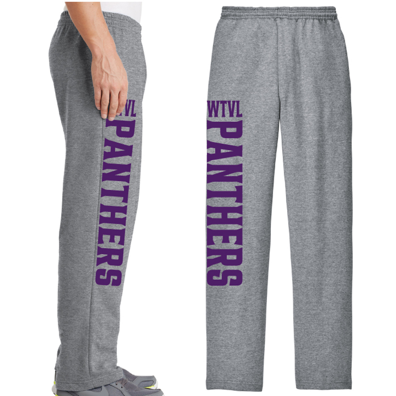 WTLV Panthers - Heather Gray Open Bottom Sweatpants in Adult sizes - Puddle  Bear