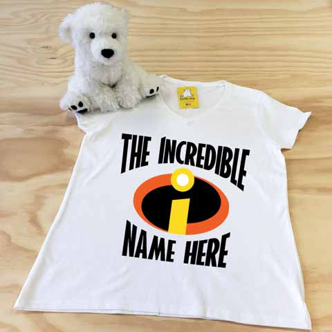 The Incredibles Themed Ladies Fitted V-Neck Shirt Puddle Bear