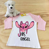 white and pink his angel ladies fitted raglan