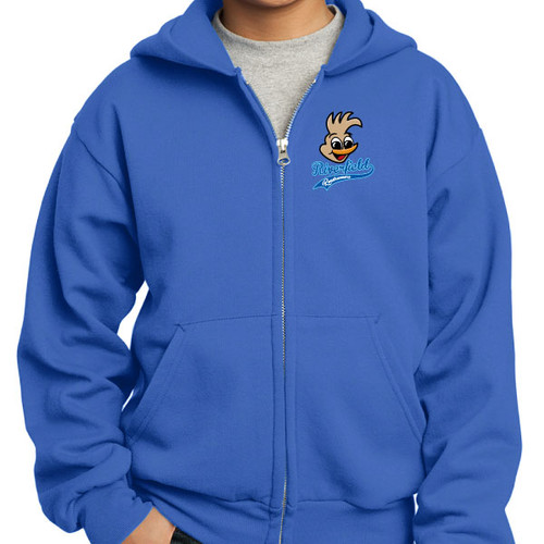 Riverfield Full Color Roadrunner Full-Zip Royal Blue Hooded Sweatshirt in Youth and Adult Sizes