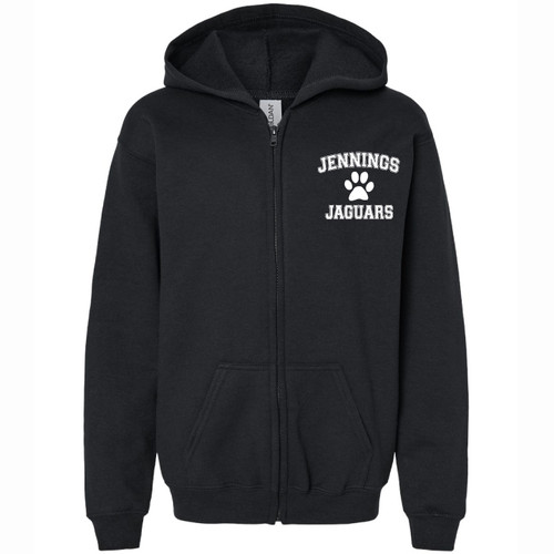 Jennings Jaguars - Black Full Zip Hoodie