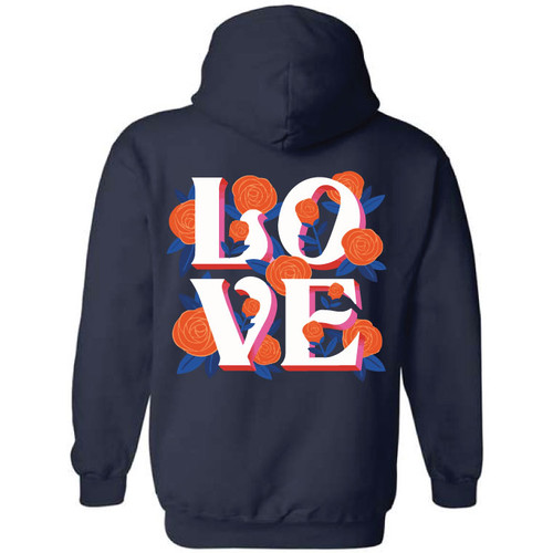 Roses Love Navy Hoodie 