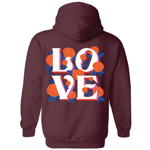 Roses Love Maroon Hoodie 