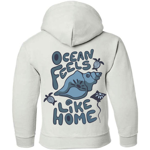 Ocean Feels Like Home Youth White Hoodie