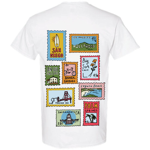 Postage Stamps White Shirt