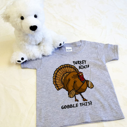 Turkey Ninja Gobble This! Shirt in Baby and Toddler Sizes