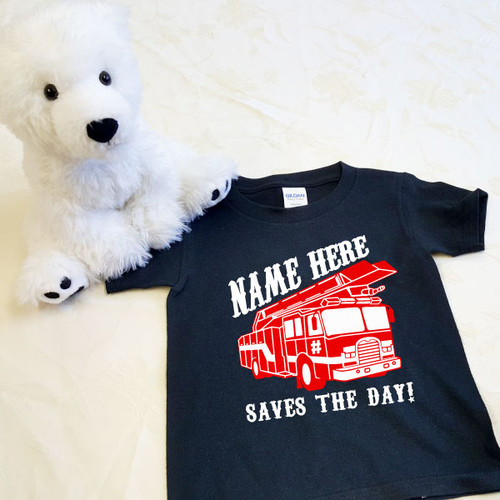 Saves The Day! Firetruck Shirt in Baby and Toddler Sizes