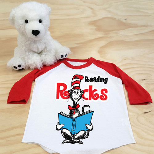 Reading Rocks Cat in the Hat Toddler Raglan 3/4 sleeves