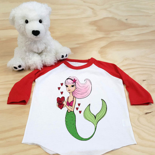 Mermaid Be Mine Toddler Raglan 3/4 Sleeves