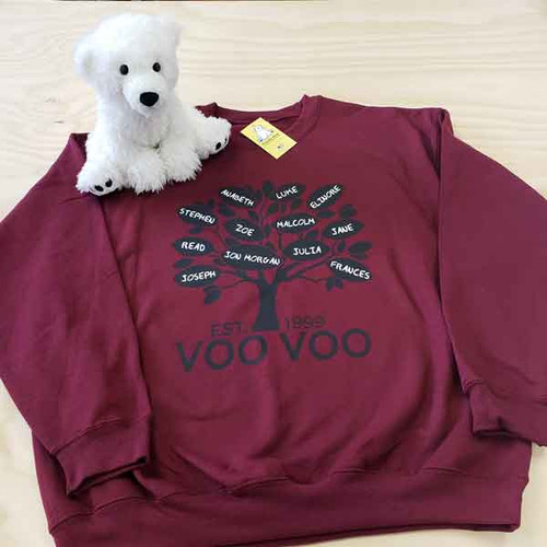 Custom Family Tree Sweatshirt - Maroon - Grandma - Voo Voo