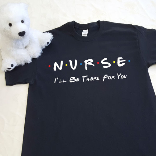 Friends Theme Nurse on Adult Unisex Black T-Shirt