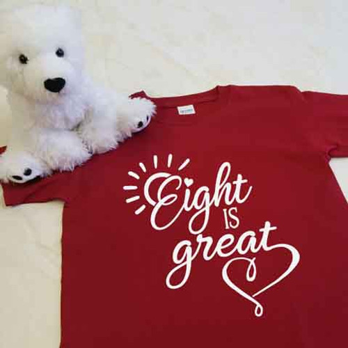 Eight Is Great with Heart Youth Shirt