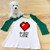 white and green 8 bit love ladies slim fitted raglan