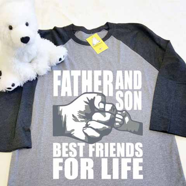 Father and Son (1 Fist bump) Best Friends for Life Adult Raglan 3/4 Sleeves