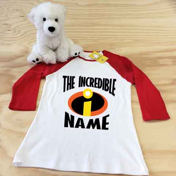 white and red incredibles ladies slim fitted raglan