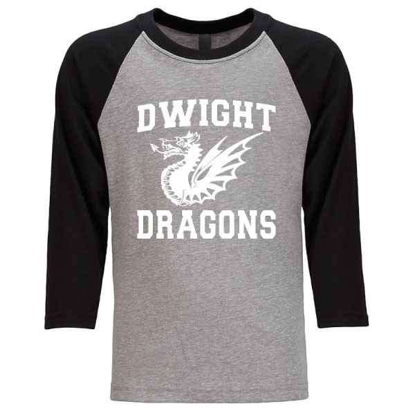 Dwight Dragons - Raglan 3/4 Sleeve Tee Shirt