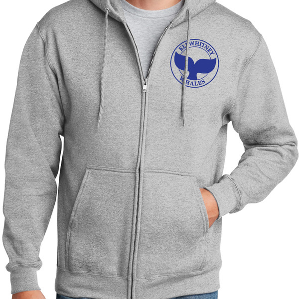 Eli Whitney Elementary - Heather Gray Full Zip Hoodie in Adult Sizes