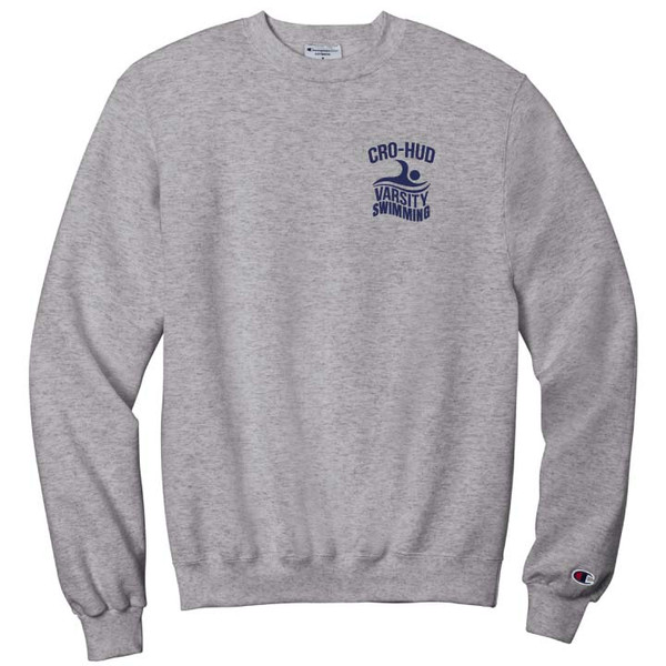 Cro Hud Swimming - Champion® Light Heather Grey Crewneck Sweatshirt