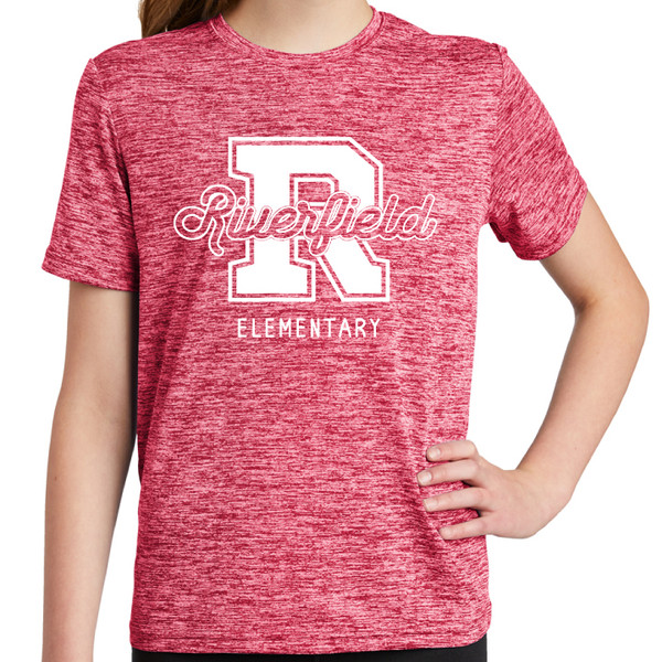 Riverfield Varsity Power Pink Electric Heather Short Sleeve Tee in Youth Sizes