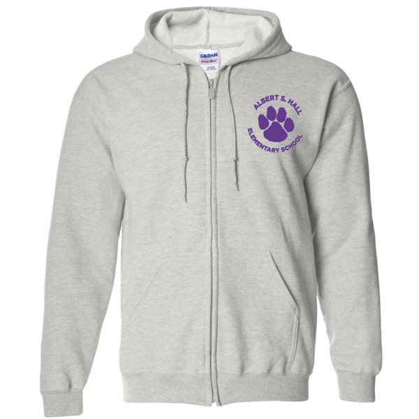 Albert S. Hall Paw Print - Light Heather (Ash) Gray Full Zip Hoodie