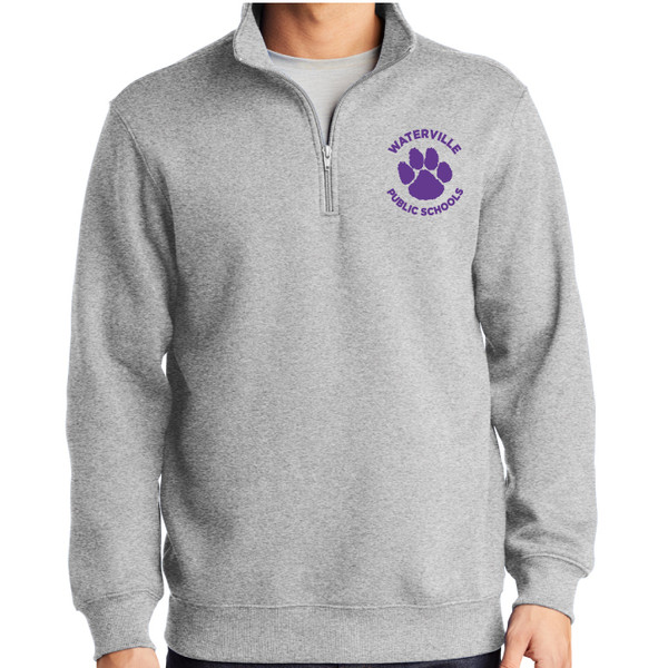 Waterville Public Schools - Heather Gray 1/4 Zip Heavyweight Sweatshirt
