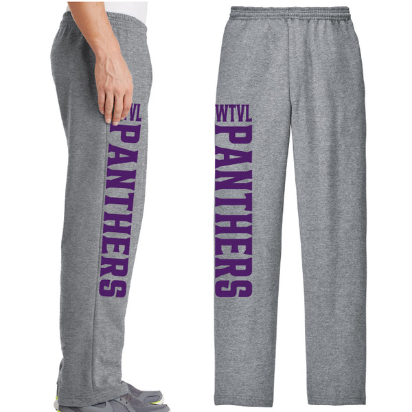 WTLV Panthers - Heather Gray Open Bottom Sweatpants in Adult sizes